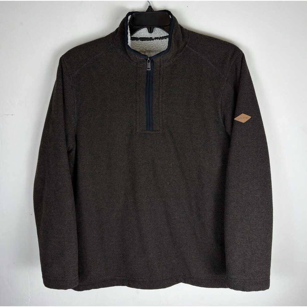Men’s Orvis Fleece Pullover / 1/4 Zip Jacket / Size Small / Brown